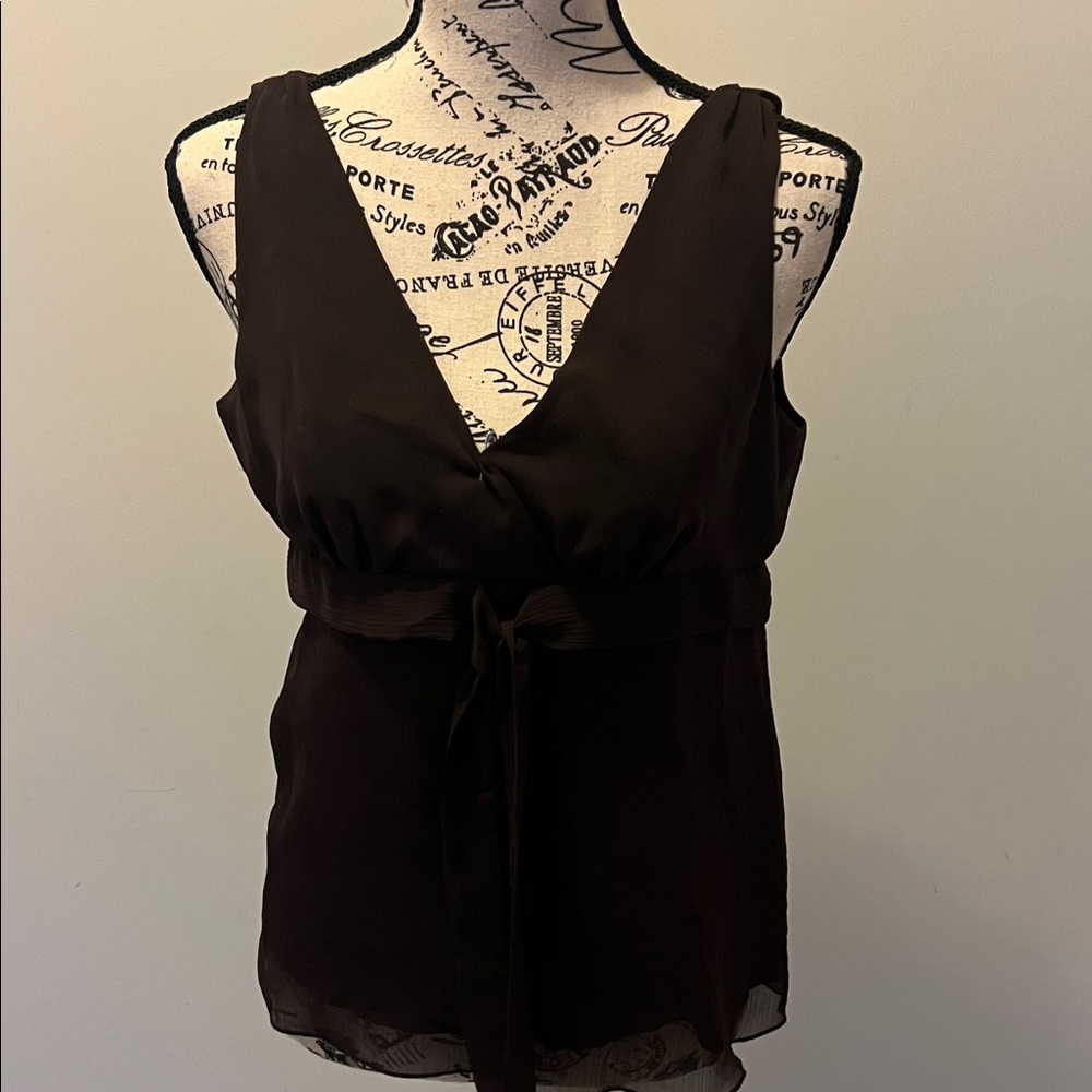 Gap Elegant Brown Sleeveless Wrap Top